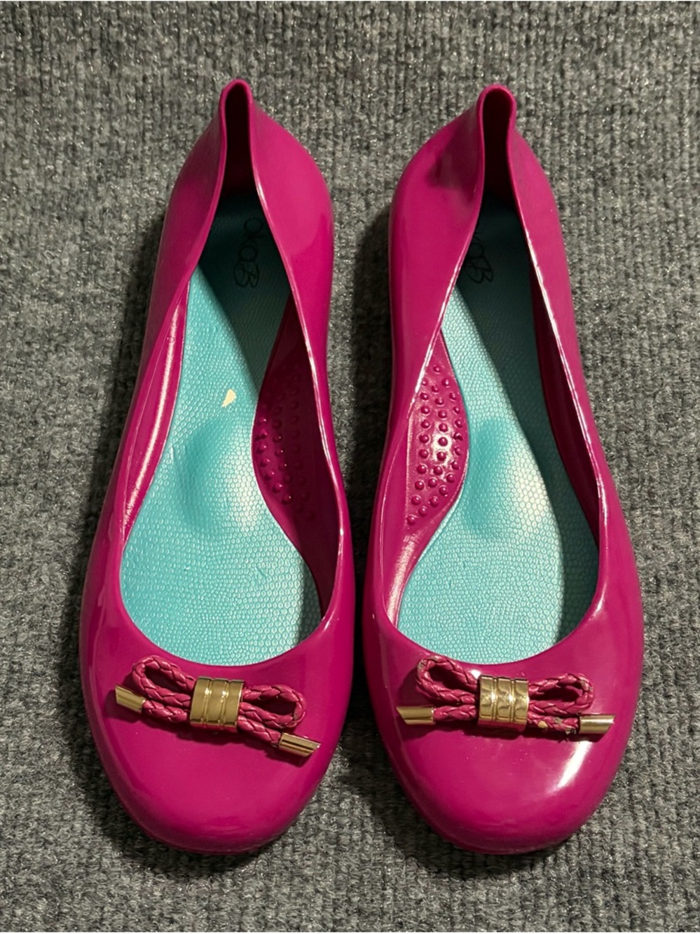 Oka B Ballet Flats Womens 9 Pink Jelly Slip On Bow Accent Made USA